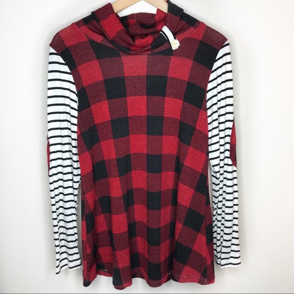 LAST ONE SIZE M❗️Buffalo plaid sweater elbow patch - Picture 2 of 8